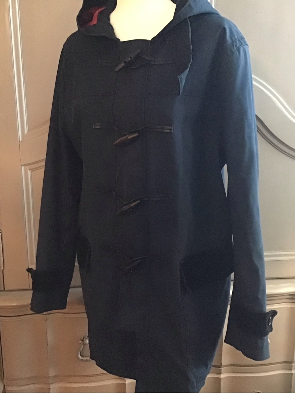 Coach Dark Navy Hooded Toggle Trench Coat